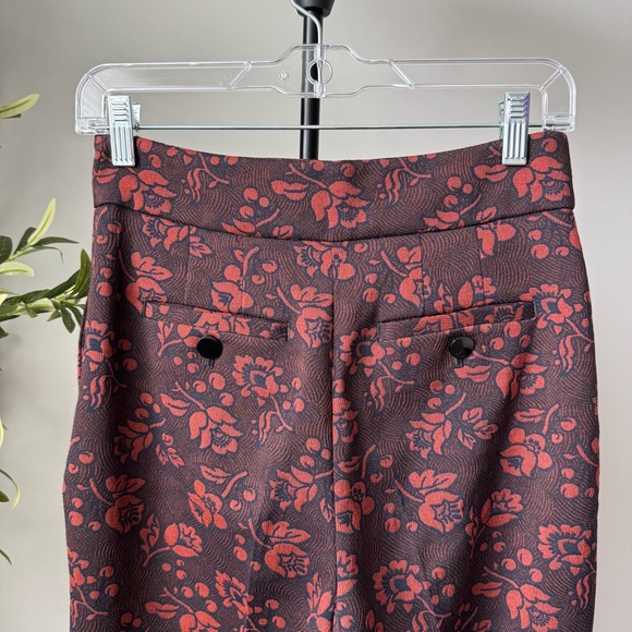 Anthropologie Maeve Jacquard High Rise Trousers Pants 4 - Picture 5 of 7